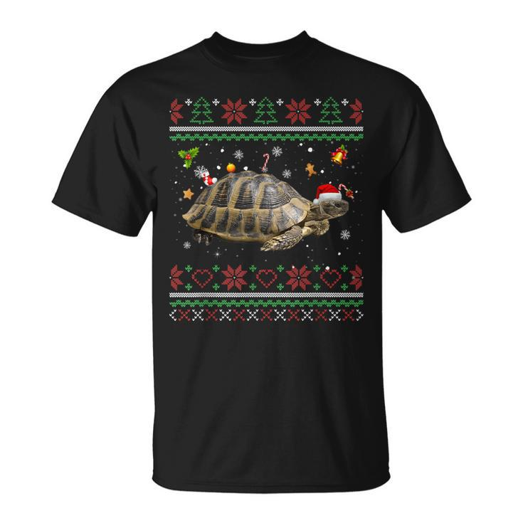 Russische Schildkröte Weihnachts-T-Shirt, Hässliches Rentier-Motiv