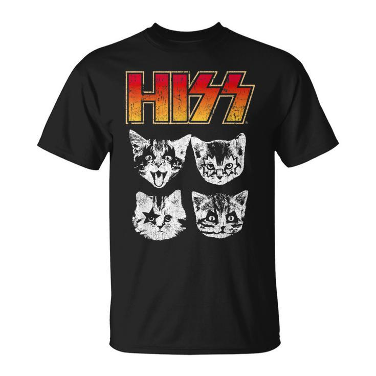 Hiss Cat Cats Kittens Rock Music Cat Lover Hiss T-Shirt