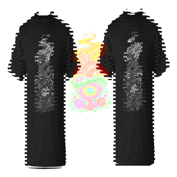 ★ILLIGO★ROSE CHECK HEART FITTED T-SHIRT ILLIGO] SS 25 Rose Check Heart Fitted T-shirt Black – SellerWork