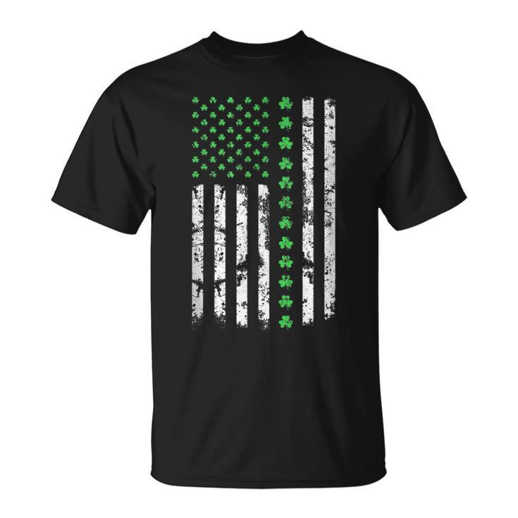 Saint Pattys Irish St Patricks Day Shamrock American Flag V2 T-Shirt