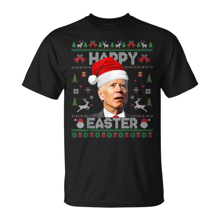 Santa Joe Biden Happy Easter Ugly Christmas Long T-shirt