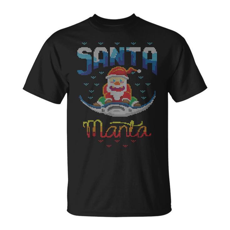 Santa Manta Claus Angeln Fischangler Hässlicher Weihnachts T-Shirt