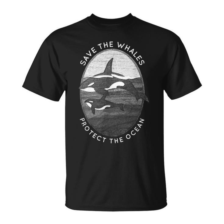 Save The Whales Protect The Ocean Orca Killer Whales  Unisex T-Shirt