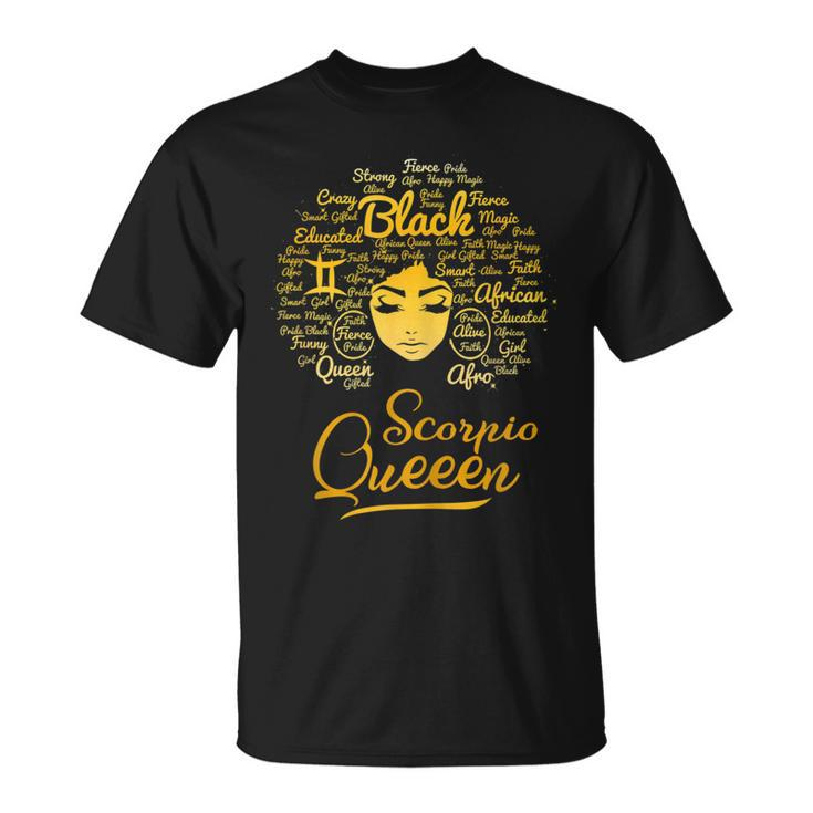Scorpio Queen Birthday Zodiac Sign Melanin Black V2 T-shirt