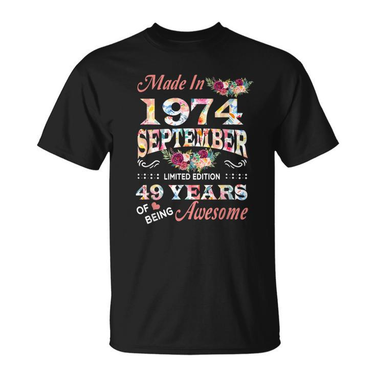 September 1974 Flower 49 Years Of Being Awesome T-Shirt