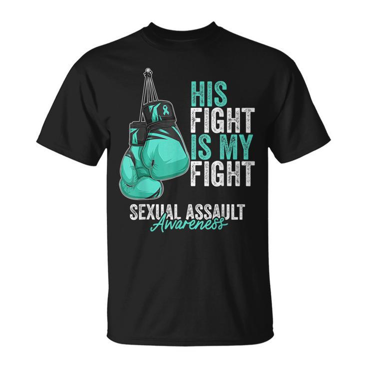 Sexual Assault Awareness Month Boxing Gloves Teal Ribbon  Unisex T-Shirt