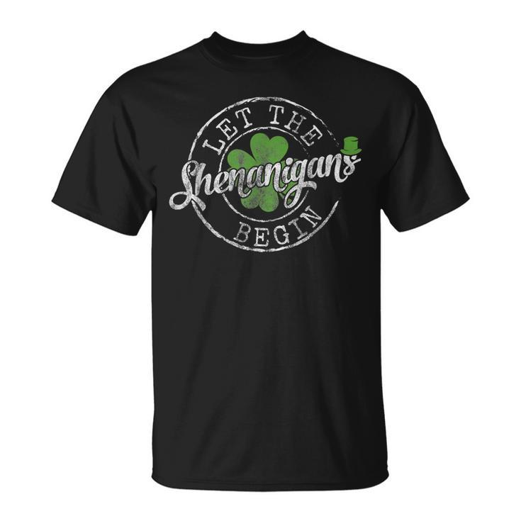 Shamrock Clover Let The Shenanigans Begin St Patricks Day T-Shirt