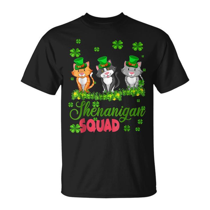Shenanigan Squad St Patricks Day Leprechaun Cat Lover T-shirt