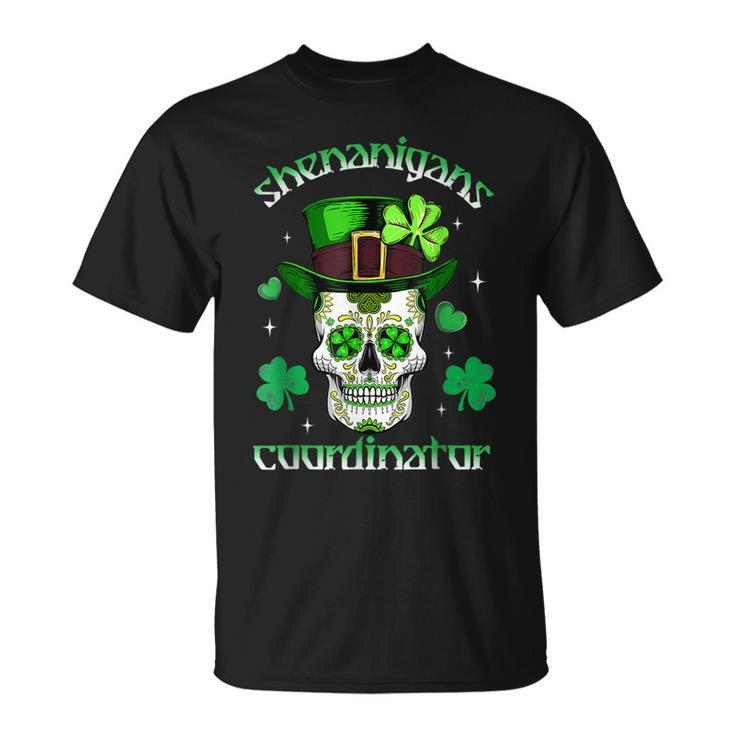 Shenanigans Coordinator Skull Leprechaun St Patricks Day T-shirt