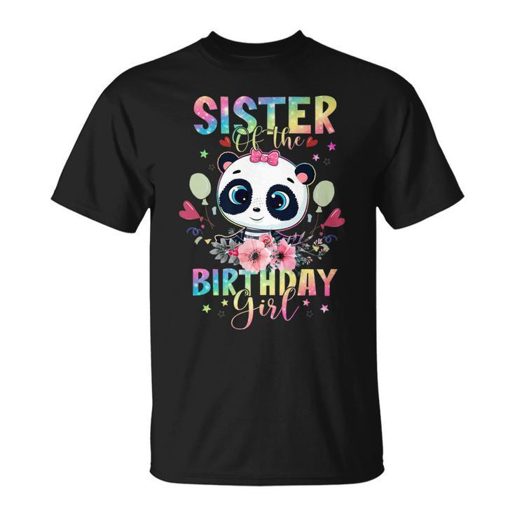 Sister Of The Birthday Girl Panda Bear Floral Pandastic Bday   Unisex T-Shirt