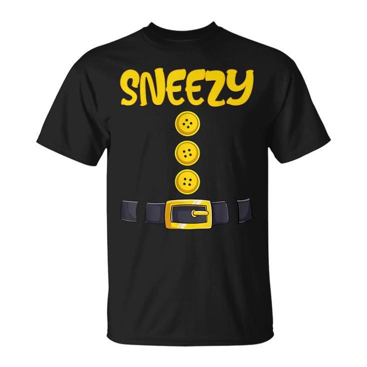 Sneezy Halloween Zwerg-Kostüm Farblich Passend T-Shirt