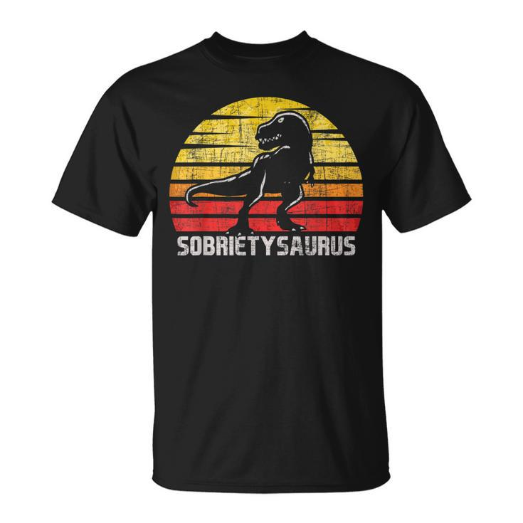 Sobrietysaurus - Sober Sobriety Anniversary Recovery Aa Na  Unisex T-Shirt
