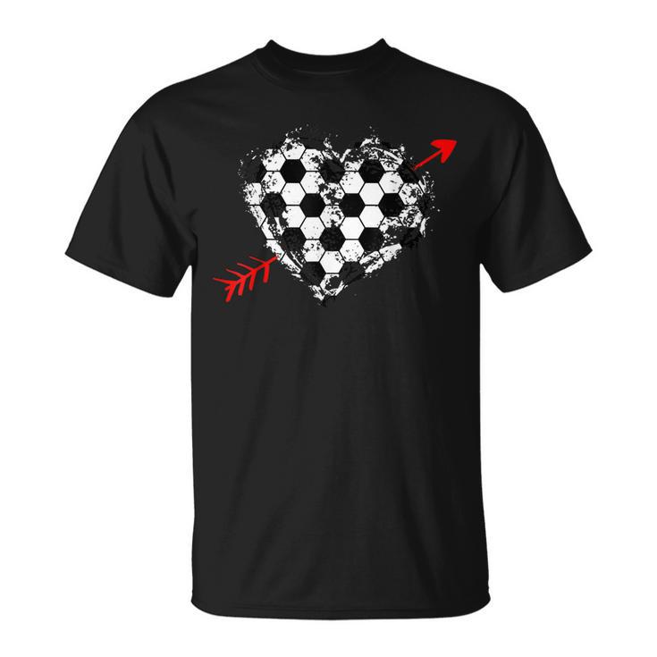 Soccer Valentines Day Soccer Ball Cupids Arrow Heart T-shirt