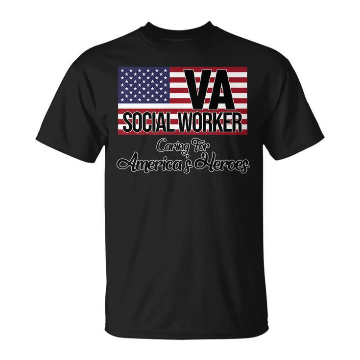 Social Worker Va Usa Flag Social Work Month Graphic   Unisex T-Shirt