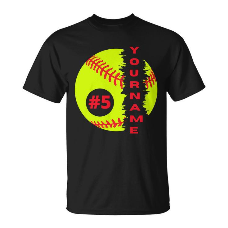 Softball Custom Name And Number Sport Lover Sport Player Personalized T-shirt