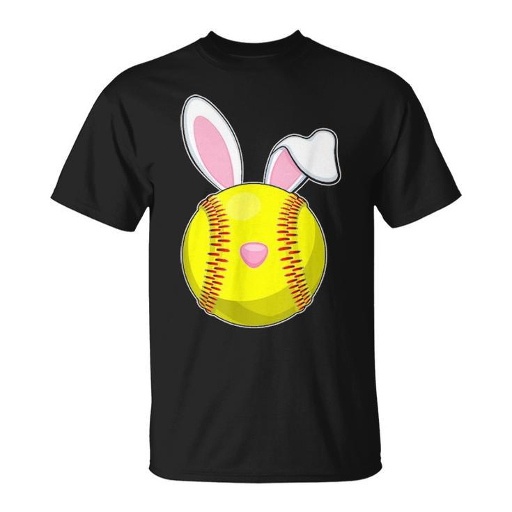 Softball Easter Bunny Rabbit Ears Sports Unisex T-Shirt