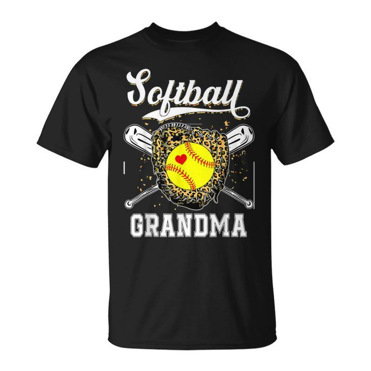 Softball Grandma Leopard Game Day Softball Mother’S Day Unisex T-Shirt