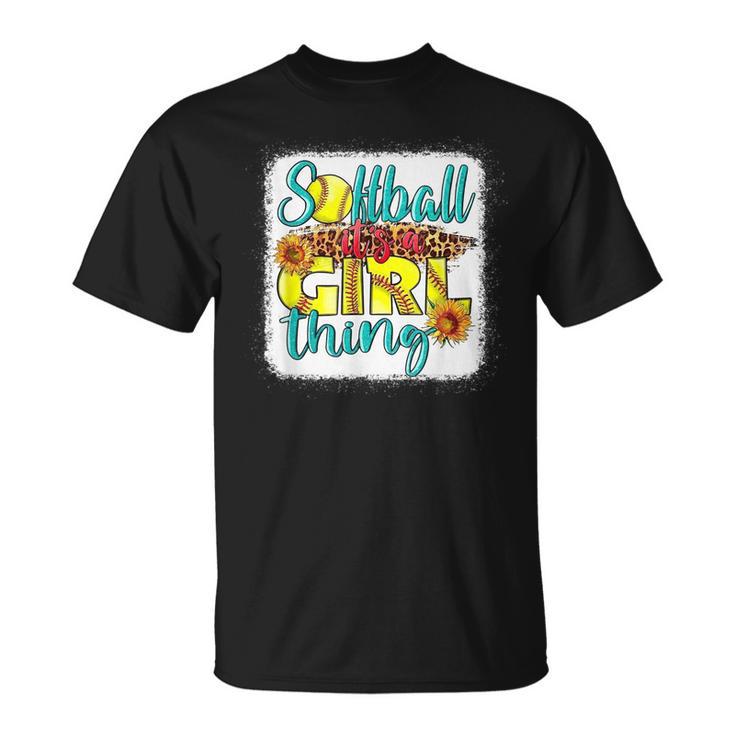 Softball Its A Girl Thing Leopard Serape Love Softball T-Shirt