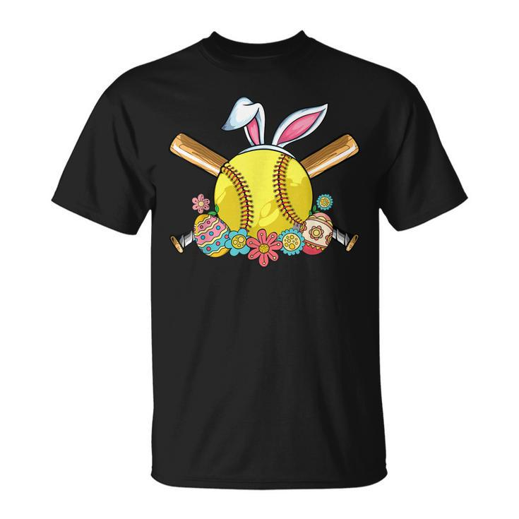 Softball Player Easter Ear Boys Ns Easter Bunny Softball  Unisex T-Shirt