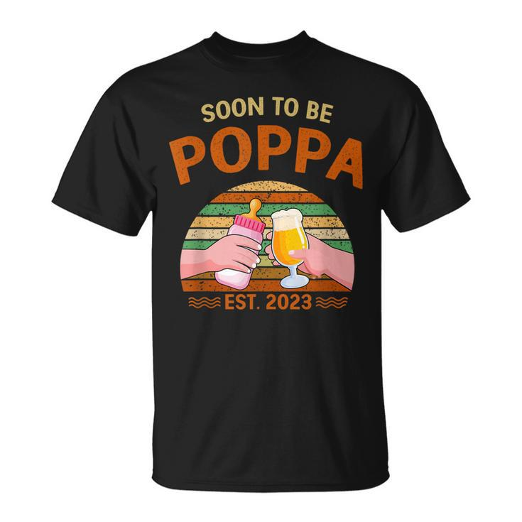 Soon To Be Poppa Est 2023 Fathers Day New Dad Vintage T-shirt