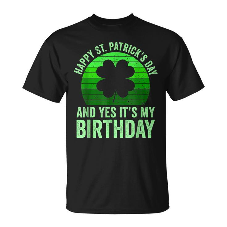 St Patricks Day Birthday Lucky Shamrock Vintage Sunset T-Shirt