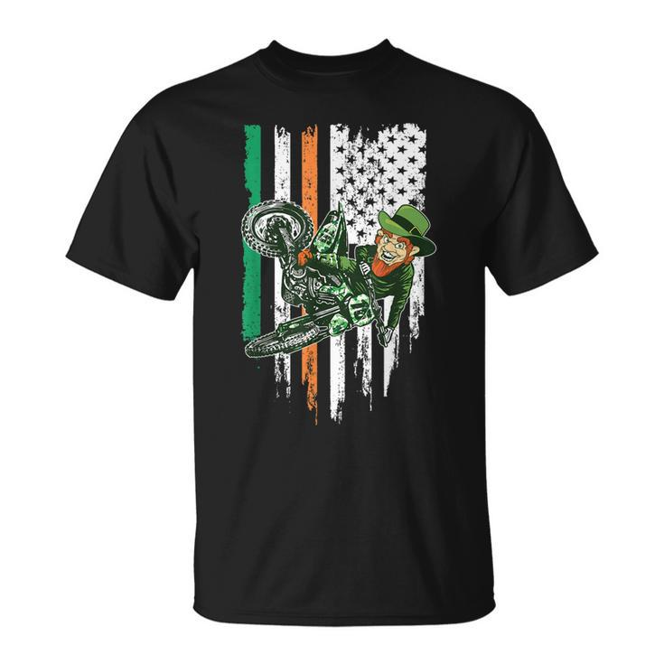 St Patricks Day Motocross Mx Irish Leprechaun Dirt Bike T-Shirt