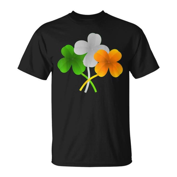 St Patricks Day Patriotic Heart Shamrock Irish American Flag T-Shirt