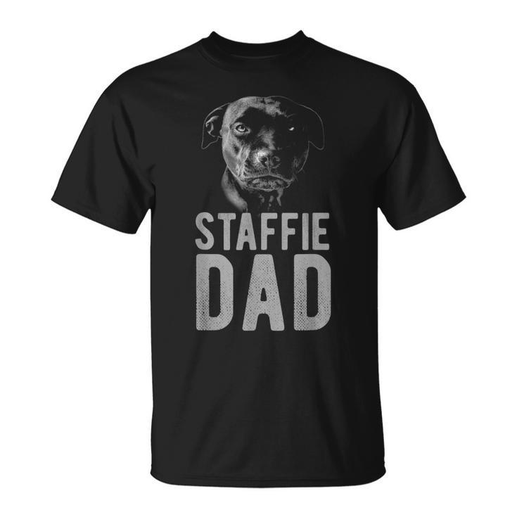 Staffordshire Bull Terrier In Black For Staffie Dad T-shirt