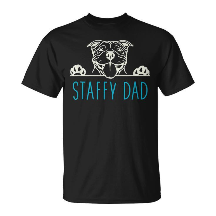Staffy Dad With Staffordshire Bull Terrier Dog T-shirt