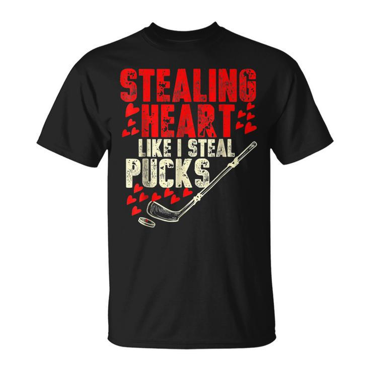 Stealing Heart Like I Steal Pucks Valentine Ice Hockey V2 T-Shirt