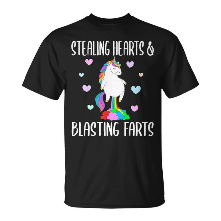 Stealing Hearts And Blasting Farts Funny Unicorn Unisex T-Shirt