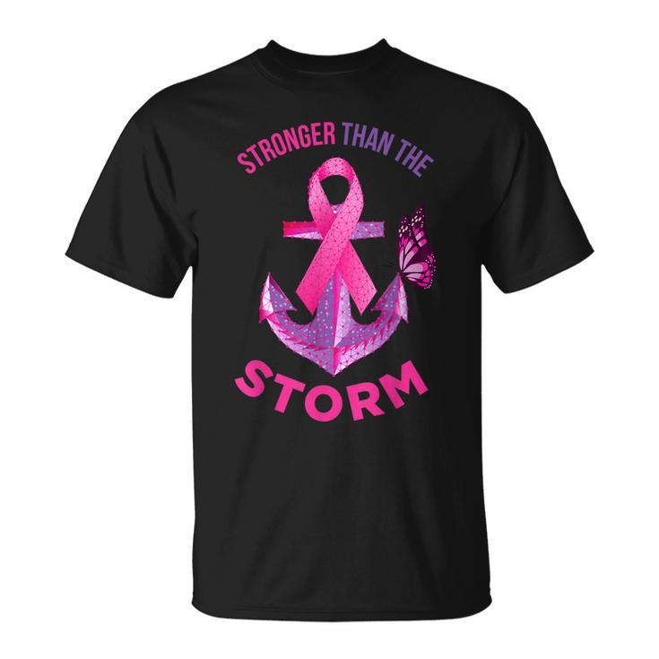 Stronger Than The Storm Fight Breast Cancer Ribbon Wear Pink  Unisex T-Shirt
