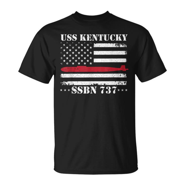 Submariner Uss Kentucky Ssbn737 Us Flag Veteran Submarine T-Shirt