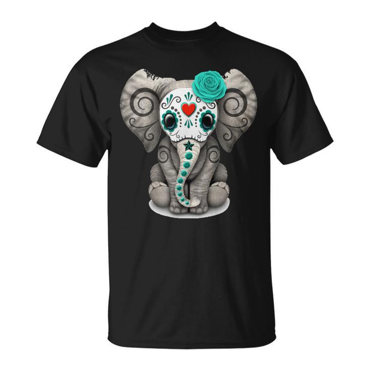 Sugar Skull Elephant T Shirt Day Of The Dead Halloween Shirt Unisex T-Shirt