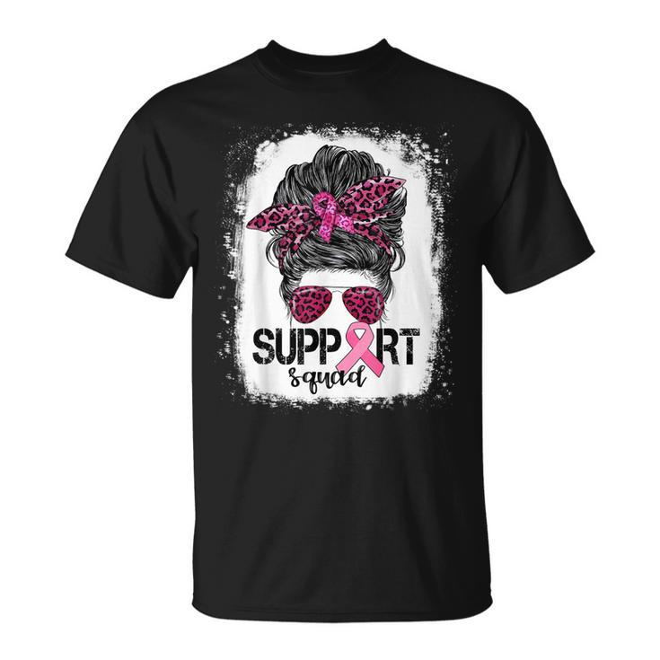 Support Squad Messy Bun Pink Warrior Breast Cancer Awareness  V2 Unisex T-Shirt