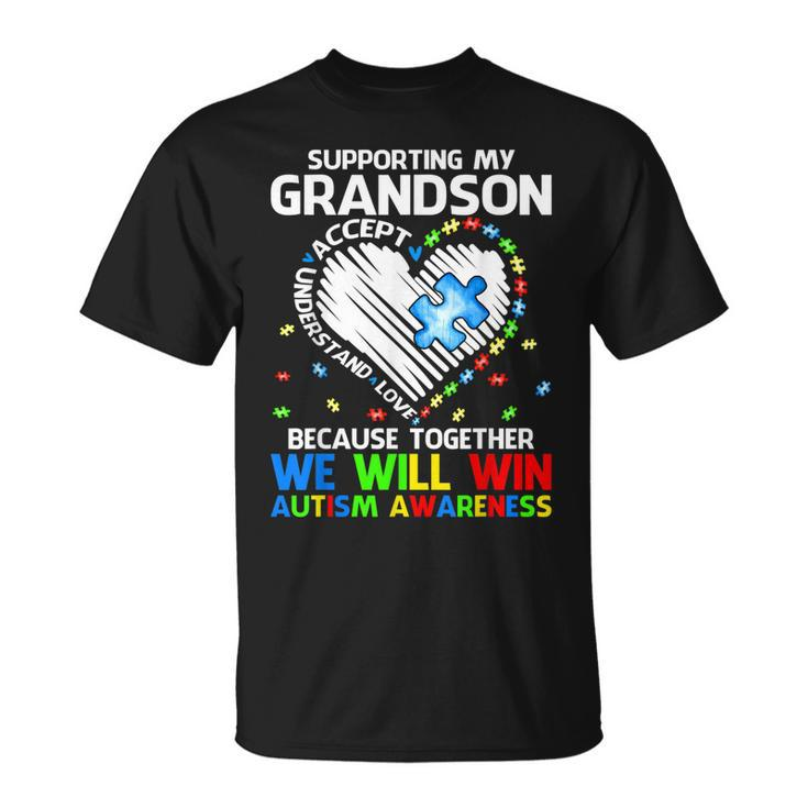 Supporting My Grandson Together We Will Win Autism Awareness  Unisex T-Shirt