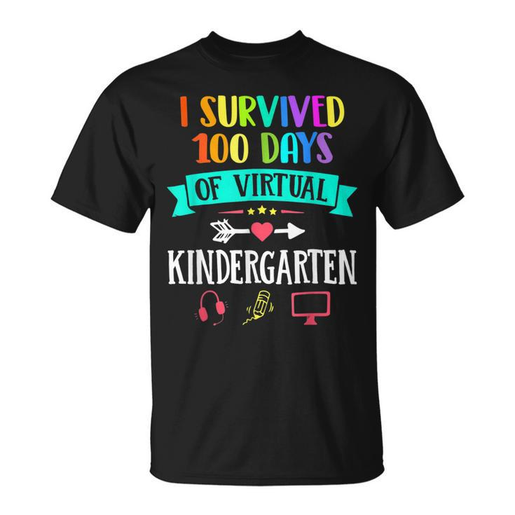 I Survived 100 Days Of Virtual Kindergarten Teacher Kid T-Shirt