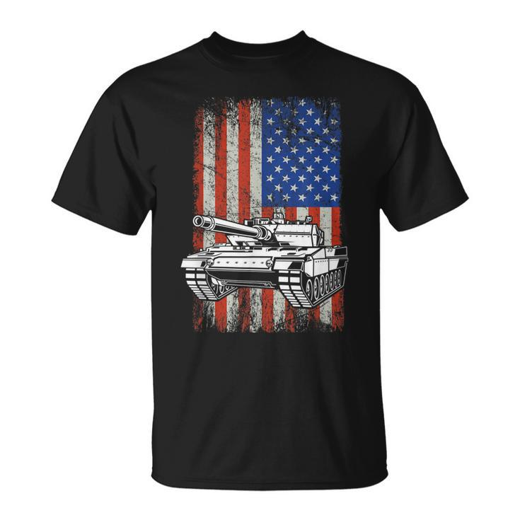 Tank American Flag Veteran Military Funny Gift Unisex T-Shirt