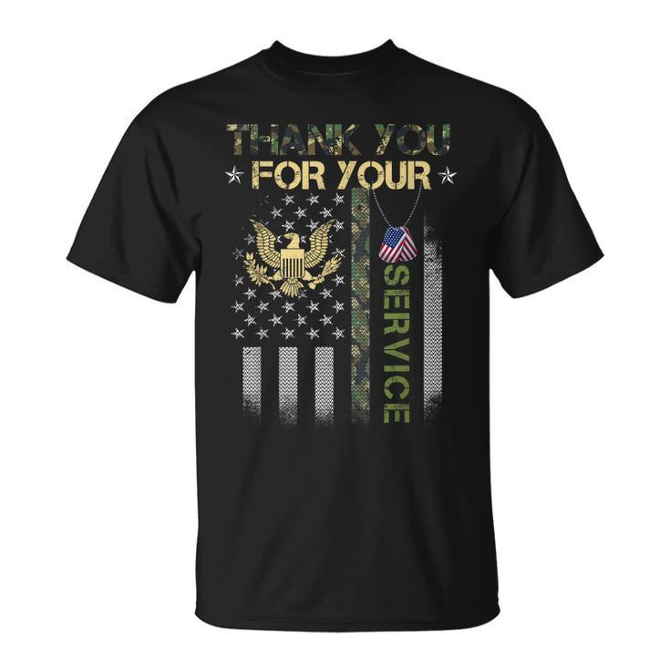 Thank You For Your Service Patriotic Usa Flag Veterans Day T-Shirt