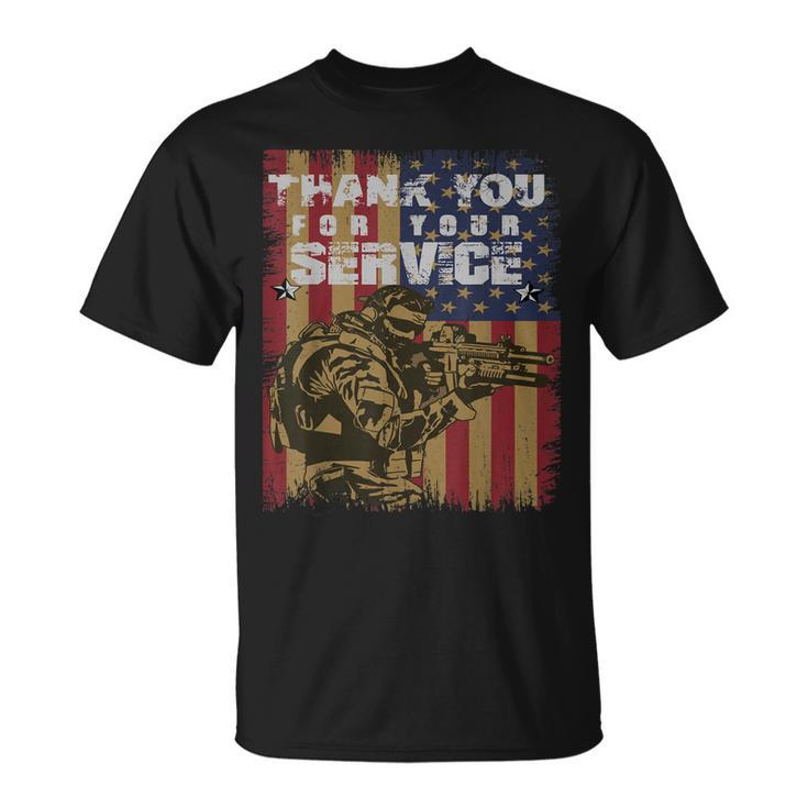 Thank You For Your Service Veteran Us Flag Veterans Day T-Shirt