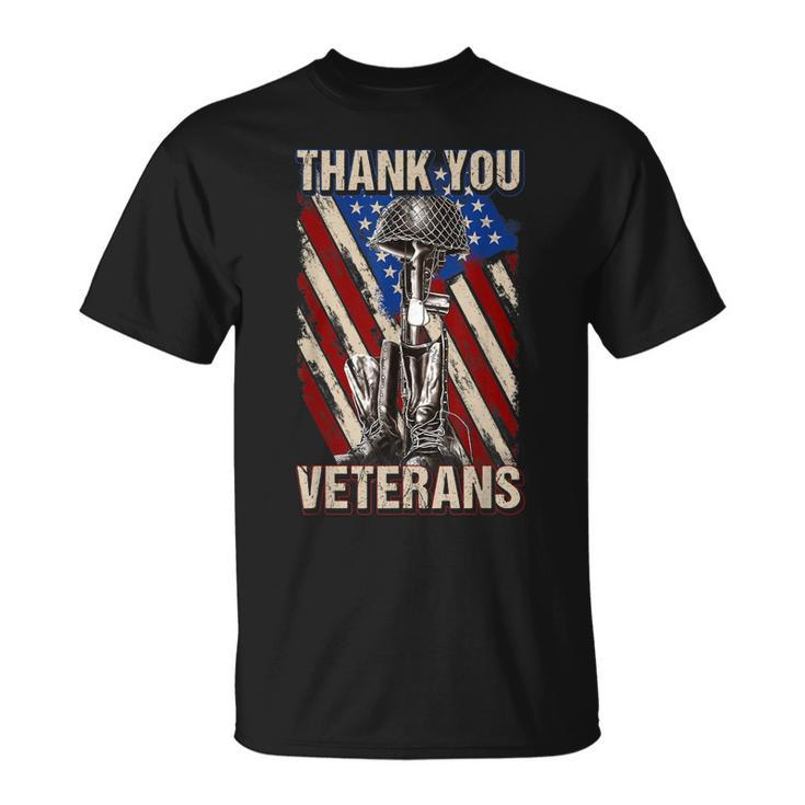 Thank You Veterans Proud Veteran Day Dad Grandpa V9 T-Shirt