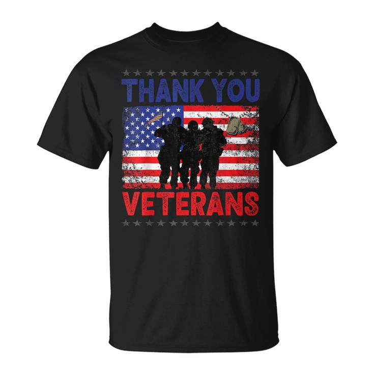Thank You Veterans Service Patriot Veteran Day American Flag V3 T-Shirt