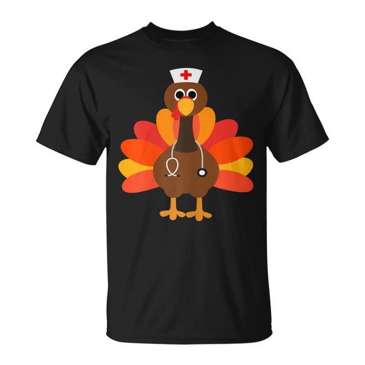 Womens Thanksgiving Turkey Nurse Nursesy T-shirt
