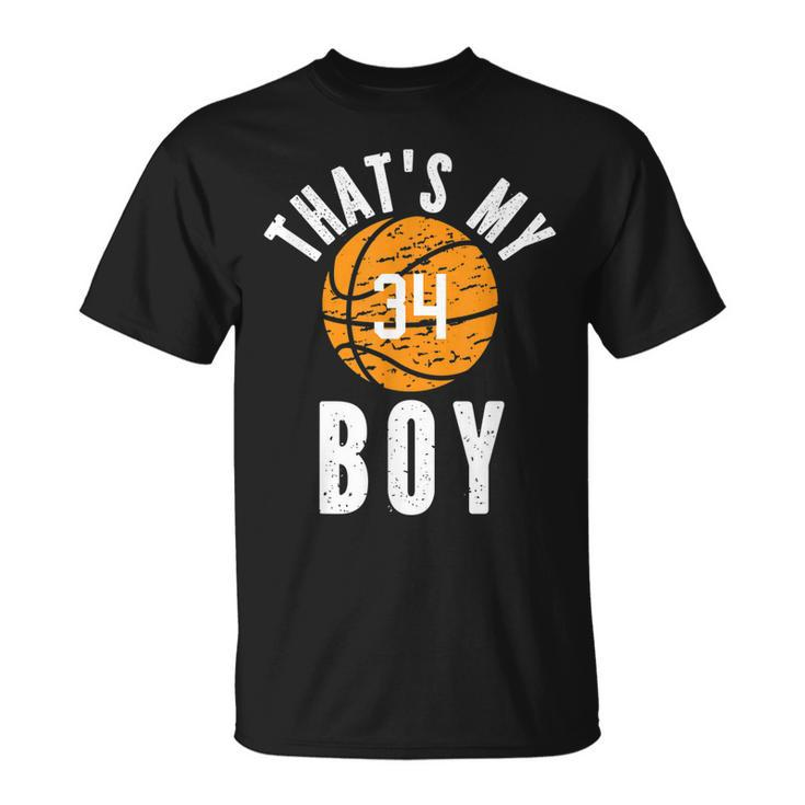 Thats My Boy Jersey Number 34 Vintage Basketball Mom Dad T-Shirt