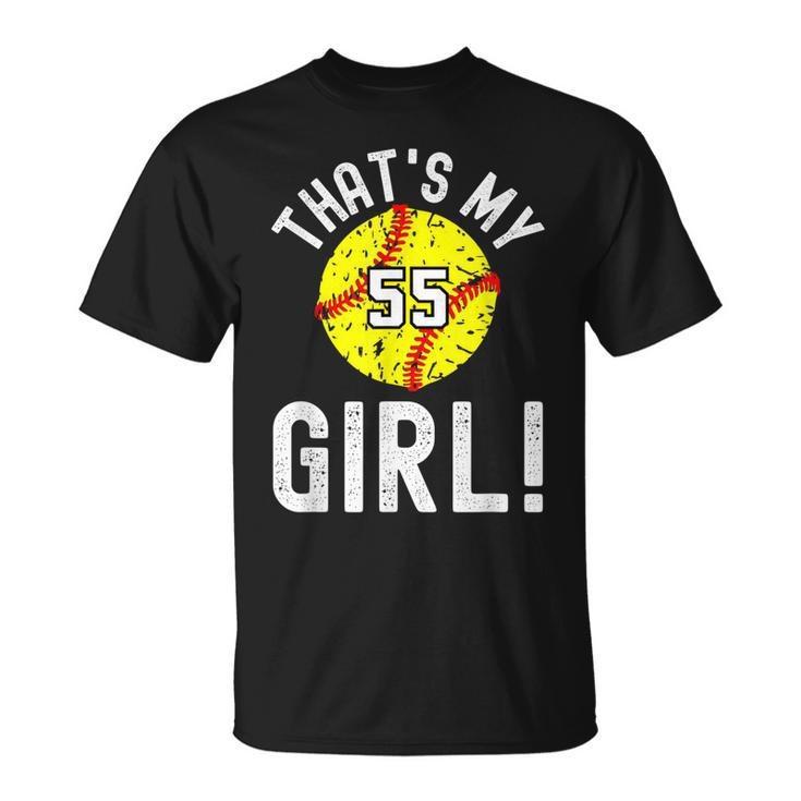 Thats My Girl Jersey Number 55 Vintage Softball Mom Dad T-Shirt