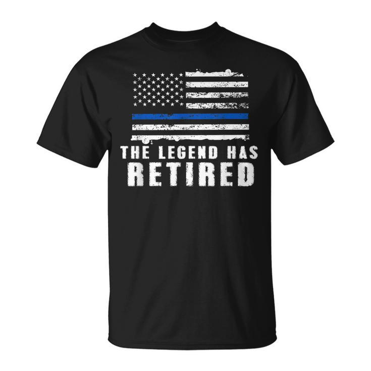 The Legend Has Retired Blue Line Officer Retirement Gift Unisex T-Shirt