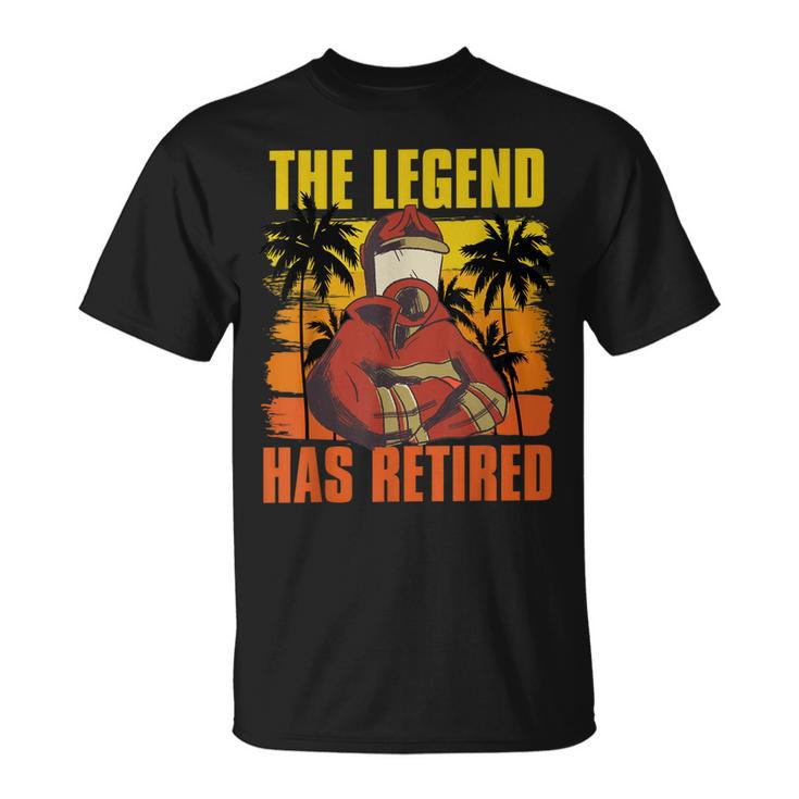 The Legend Has Retired Palm Trees Fireman Proud Firefighter Unisex T-Shirt
