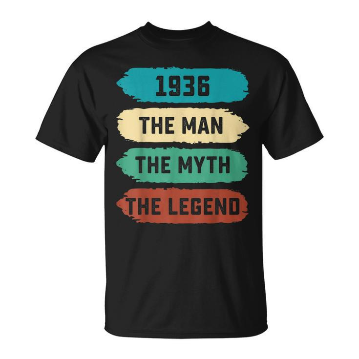 The Man Myth Legend 1936 86Th Birthday Gift For 86 Years Old Gift For Mens Unisex T-Shirt