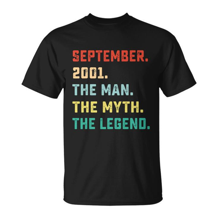 The Man Myth Legend September 2001 Birthday Gift 18 Yr Old Unisex T-Shirt