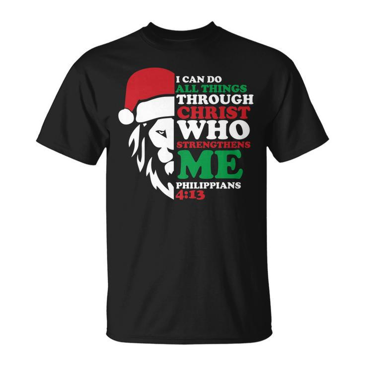 I Can Do All Things Through Christ Christmas Pajama Lion T-Shirt